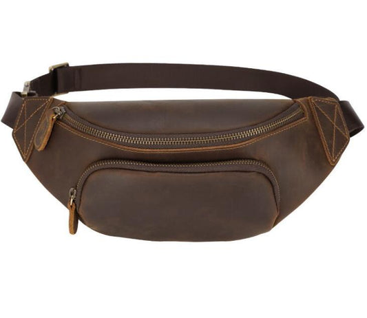 Men's Genuine Leather Fanny Pack Waist Bag Phone Ins Retro Shoulder Casual