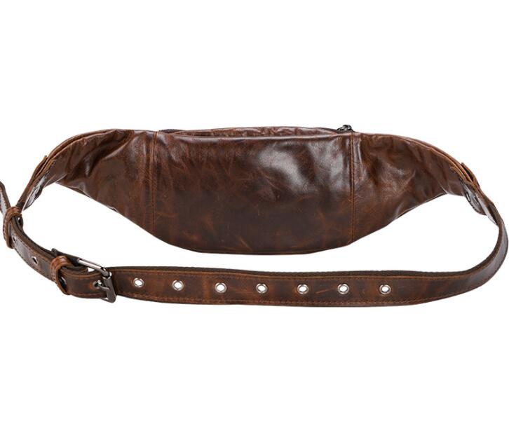 Men's Genuine Leather Fanny Pack Waist Bag Tablet Multi-level Multifunctional Riding Diagonal