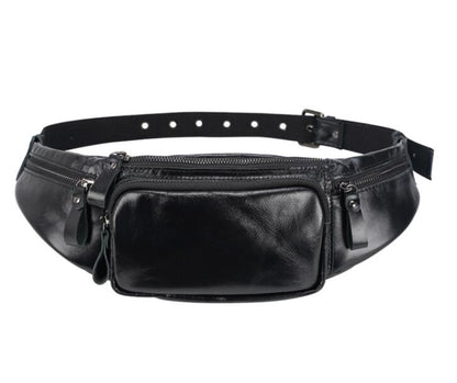 Men's Genuine Leather Fanny Pack Waist Bag Tablet Multi-level Multifunctional Riding Diagonal