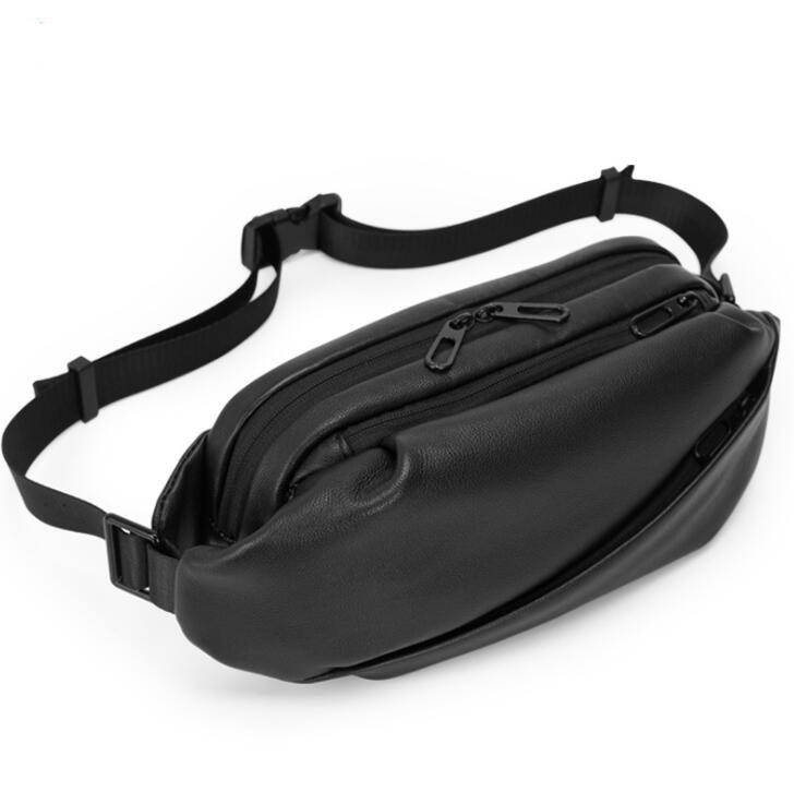 Men's Genuine Leather Fanny Pack Chest Bag Tablet Cycling Diagonal Multifunctional