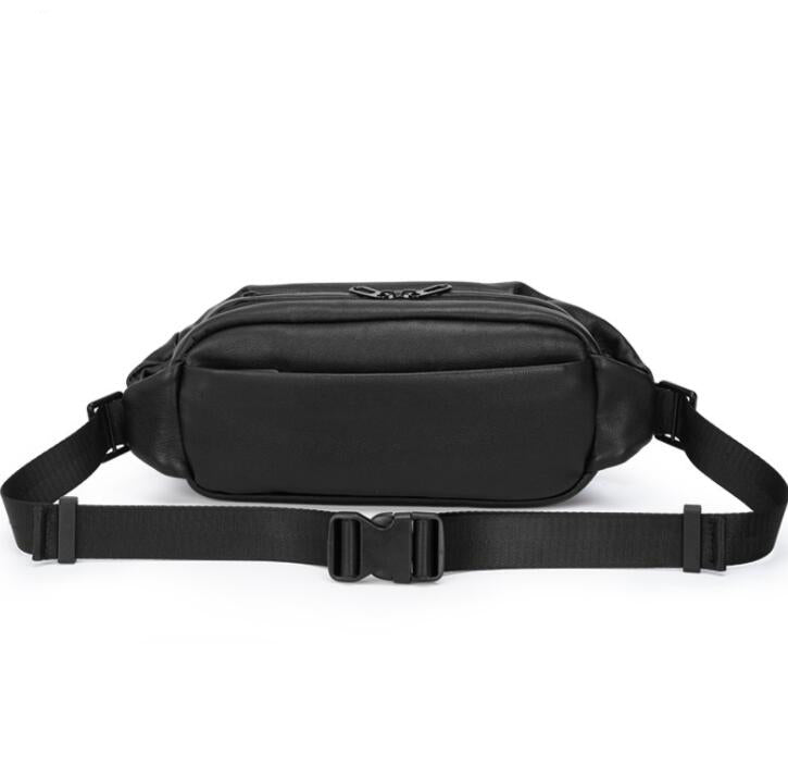 Men's Genuine Leather Fanny Pack Chest Bag Tablet Cycling Diagonal Multifunctional