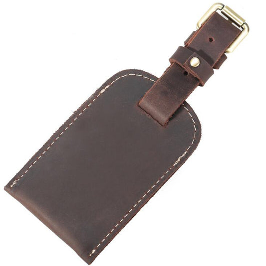 Men's Genuine Leather Luggage Tag Retro Creative Suitcase Boarding Pass Identification