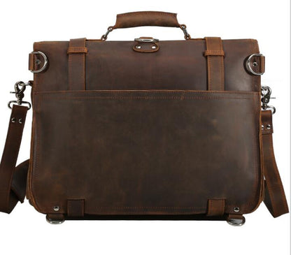 Men's Genuine Leather Briefcase Laptop Bag Multifunctional Large Capacity Outdoor