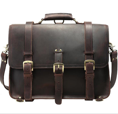 Men's Genuine Leather Briefcase Laptop Bag Multifunctional Large Capacity Outdoor