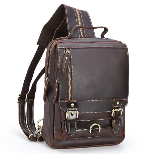 Men's Genuine Leather Backpack Laptop Bag Retro Outdoor Travel Multifunctional