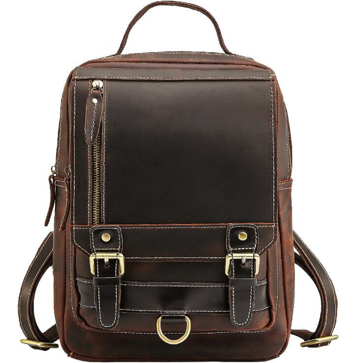 Men's Genuine Leather Backpack Laptop Bag Retro Outdoor Travel Multifunctional