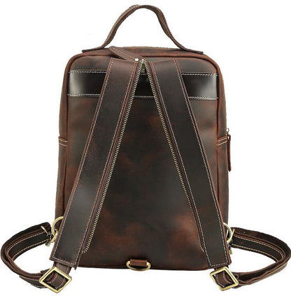 Men's Genuine Leather Backpack Laptop Bag Retro Outdoor Travel Multifunctional