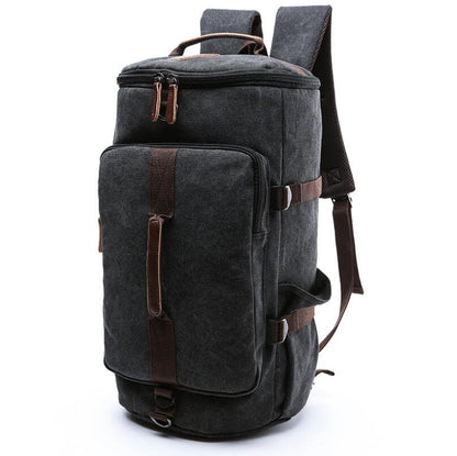 Men's Canvas Duffel Bag Dual Backpack Satchel Cylinder Large Capacity