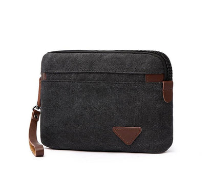 Men's Canvas Cosmetic Toiletry Bag Phone Bag with Hand Strap Underarm