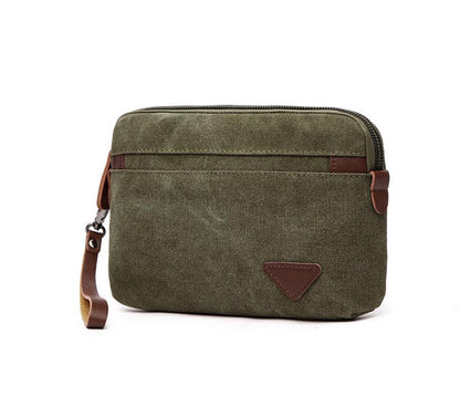 Men's Canvas Cosmetic Toiletry Bag Phone Bag with Hand Strap Underarm