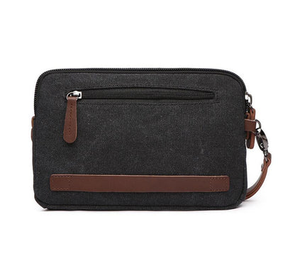 Men's Canvas Cosmetic Toiletry Bag Phone Bag with Hand Strap Underarm