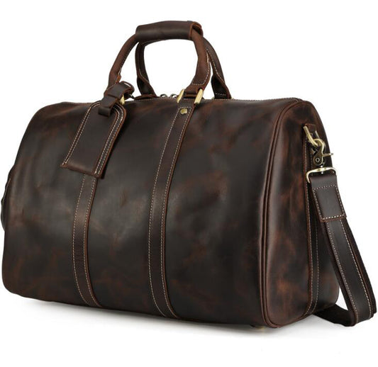 Men's Genuine Leather Duffel Bag Luggage Laptop Retro Travel Smooth