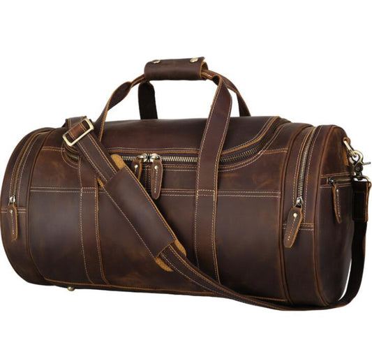 Men's Genuine Leather Duffel Bag Luggage Laptop Large Capacity Leisure Gym Portable