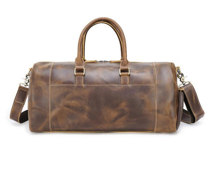 Men's Genuine Leather Duffel Bag Luggage Laptop Retro Travel Large Capacity Shoes