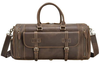 Men's Genuine Leather Duffel Bag Luggage Laptop Retro Travel Large Capacity Shoes