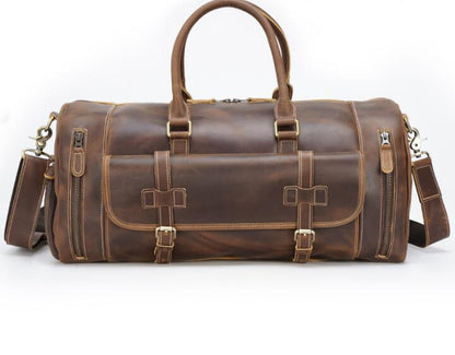 Men's Genuine Leather Duffel Bag Luggage Laptop Retro Travel Large Capacity Shoes