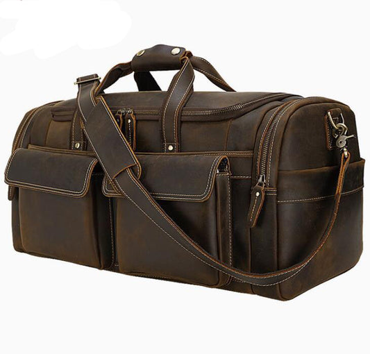 Men's Genuine Leather Duffel Bag Luggage Laptop Retro Large-capacity Multi-function