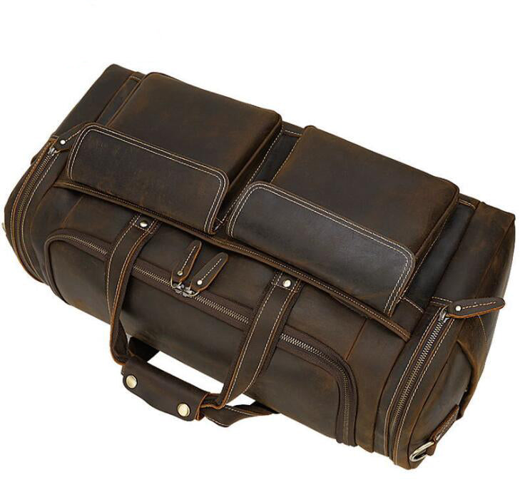 Men's Genuine Leather Duffel Bag Luggage Laptop Retro Large-capacity Multi-function