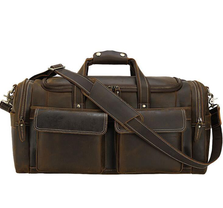 Men's Genuine Leather Duffel Bag Luggage Laptop Retro Large-capacity Multi-function