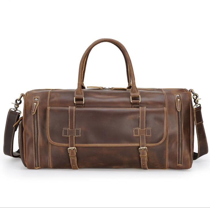 Men's Genuine Leather Duffel Bag Luggage Laptop Fitness Portable Large-capacity Diagonal