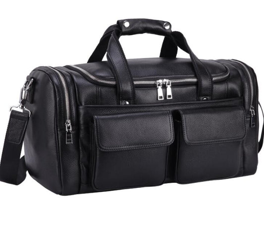 Men's Genuine Leather Duffel Bag Luggage Large-capacity Cross-section Travel