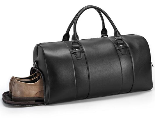 Men's Genuine Leather Duffel Bag Luggage Laptop Independent Shoe Position One-shoulder Diagonal