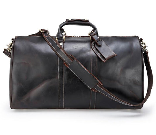 Men's Genuine Leather Duffel Bag Luggage Laptop Retro Diagonal Portable Large-capacity