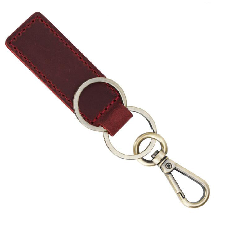 Genuine Leather Keychain Handmade Retro