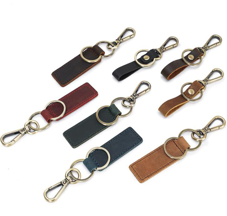 Genuine Leather Keychain Handmade Retro