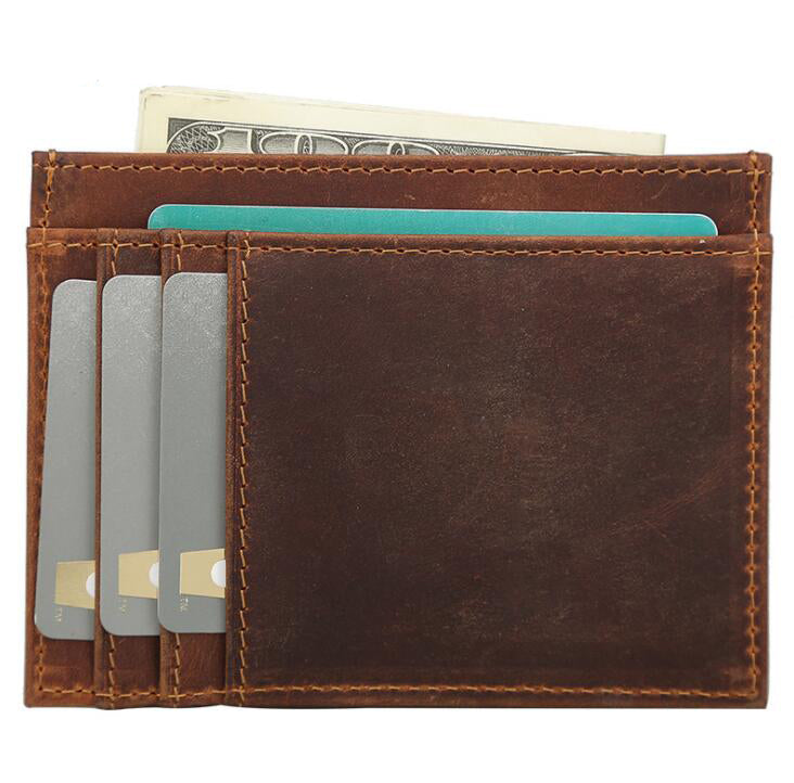 Men's Genuine Leather Wallet Money Clip RFID Anti-magnetic Casual