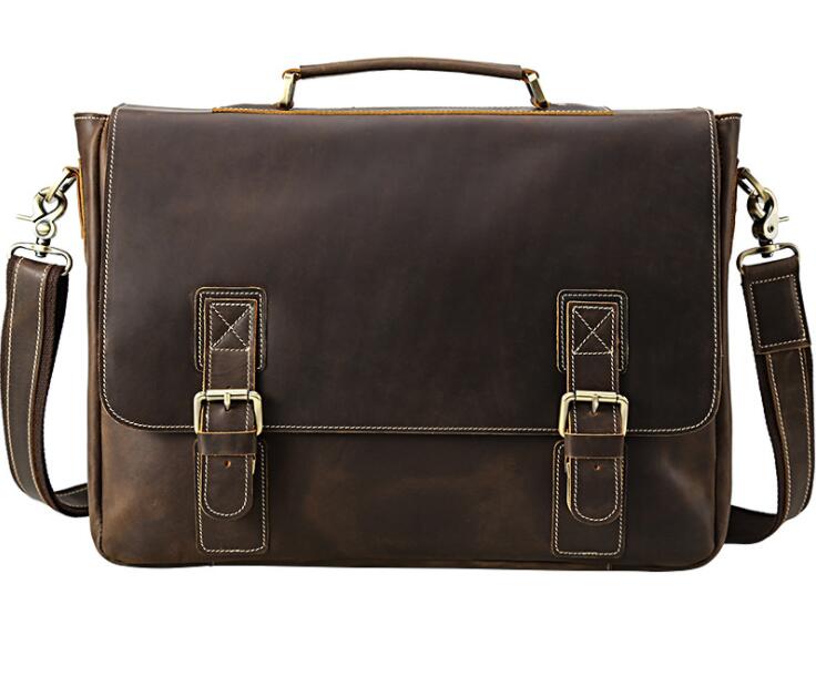 Men's Genuine Leather Briefcase Laptop Bag Business Enlarged Version