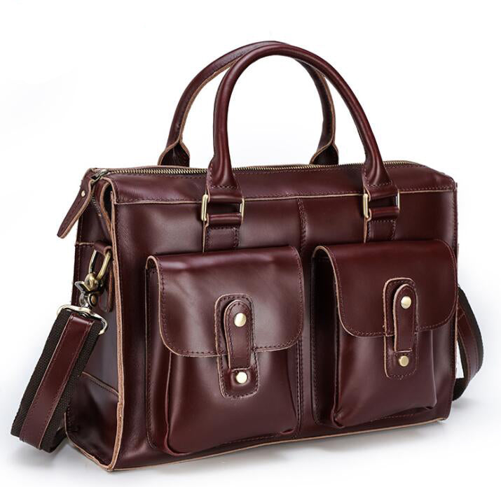 Men's Genuine Leather Briefcase Laptop Bag British Business