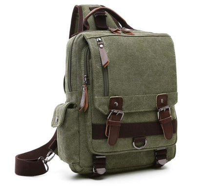 Women's Canvas Backpack Dual Fanny Pack Laptop Bag Vertical Elaborate Popular