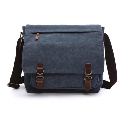 Men's Canvas Messenger Bag Tablet Youth Leisure Clamshell Multi Pockets