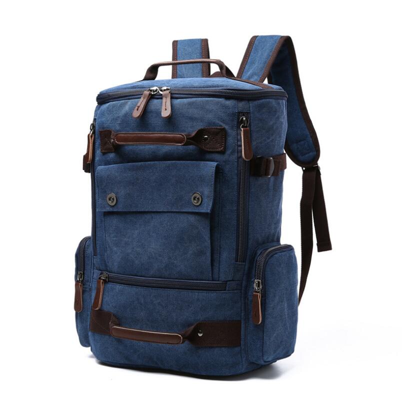 Men's Canvas Backpack Laptop Bag Satchel Vertical Flattop Breathable Wear-resistant