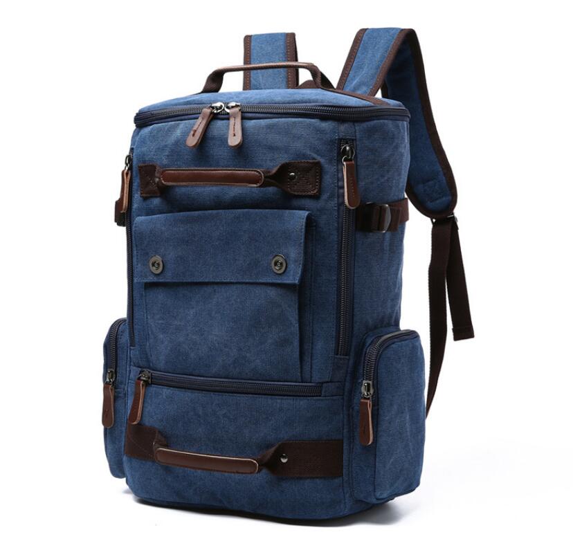 Men's Canvas Backpack Laptop Bag Satchel Vertical Flattop Breathable Wear-resistant