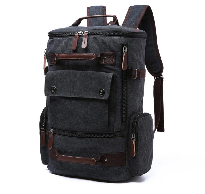 Men's Canvas Backpack Laptop Bag Satchel Vertical Flattop Breathable Wear-resistant