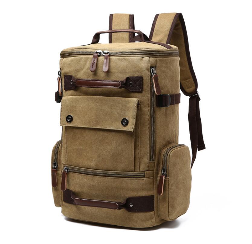 Men's Canvas Backpack Laptop Bag Satchel Vertical Flattop Breathable Wear-resistant