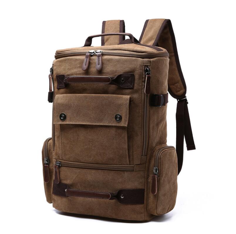 Men's Canvas Backpack Laptop Bag Satchel Vertical Flattop Breathable Wear-resistant