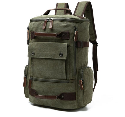 Men's Canvas Backpack Laptop Bag Satchel Vertical Flattop Breathable Wear-resistant