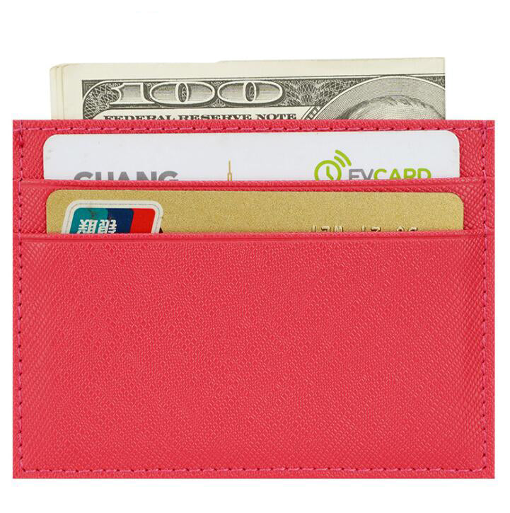 Women's Genuine leather Wallet Money Clip Ultra-thin Mini-card Position Small