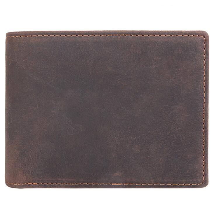 Men's Genuine Leather Wallet RFID Anti-theft Brush Short Retro Money Clip