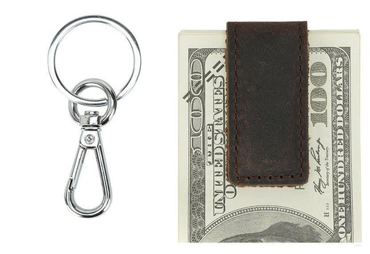 Men's Genuine Leather Keychain Magnetic Buckle Cash Clip Car Creative