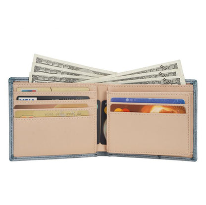 Women's Genuine Leather Wallet Money Clip Coin Fog Wax Vegetable Tanned Short Fold RFID