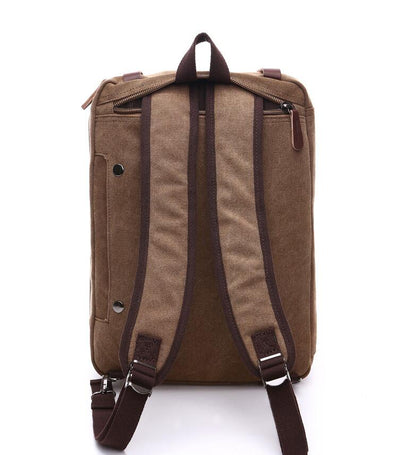 Men's Canvas Briefcase Dual Backpack Laptop Bag Horizontal Triple Multiplication